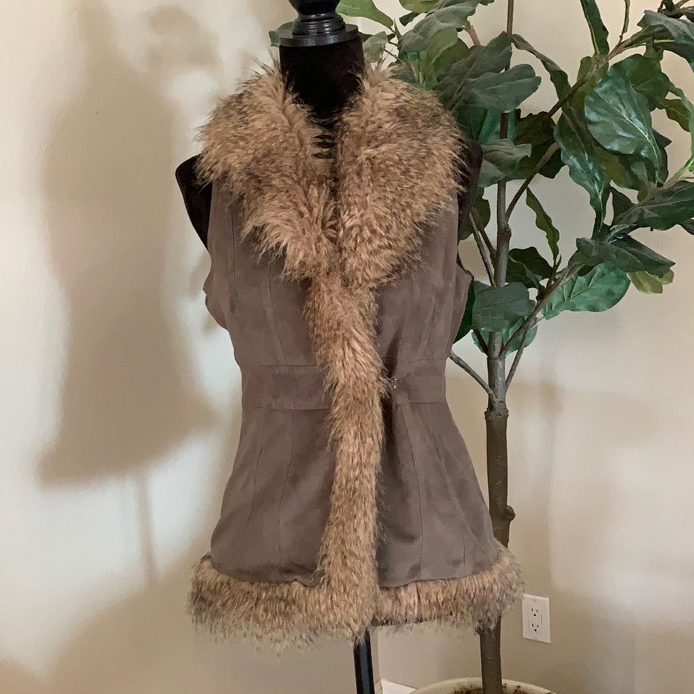 Faux fur trimmed vest. Size small/ petite.